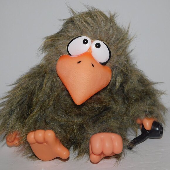 VTG Knickerbocker Hang In there Howard Brown Plush Pipe Smoking Crow - Picture 3 of 7